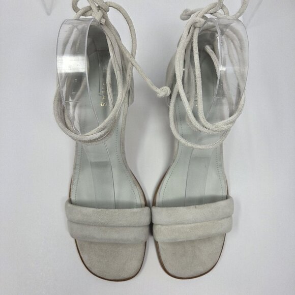 Alohas Dakota Sandals Womens 39 US 8 Block Heel Ankle Tie Color "Ice" Off White - Picture 4 of 10